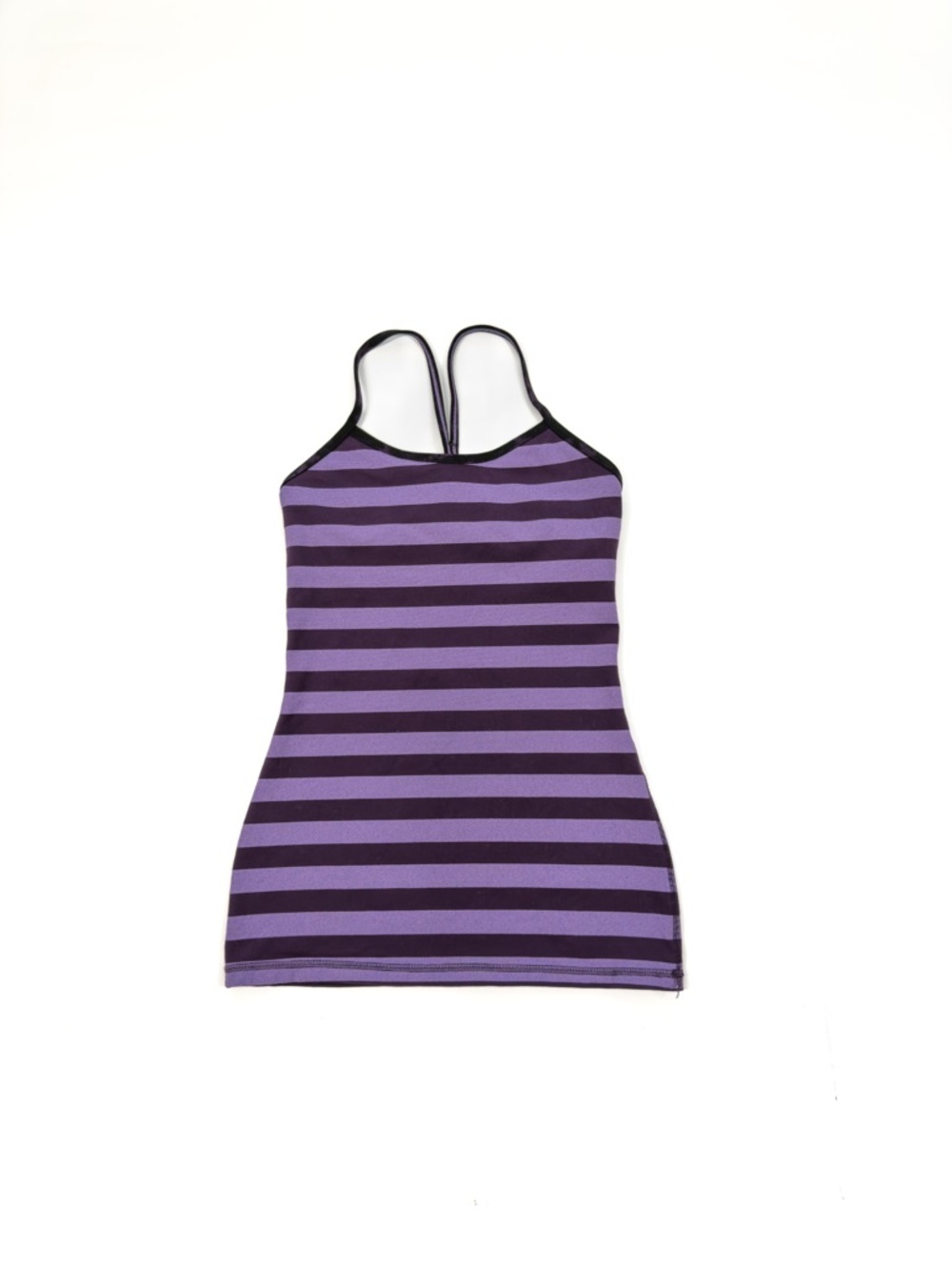 Lululemon Power Y Tank Top Size 4 Purple Striped Built-in Shelf Bra Racerback